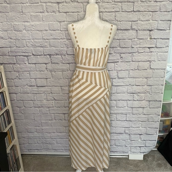 GAP Patchwork Khaki Stripe Midi Dress - M - Picture 3 of 8